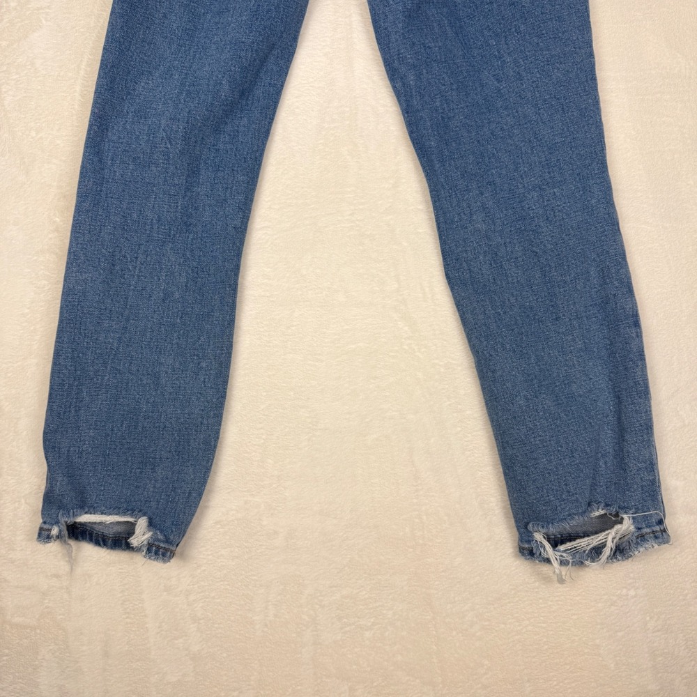 Abercrombie & Fitch High Rise Straight Leg Jeans Light Wash Distressed Size 27 - Picture 5 of 7